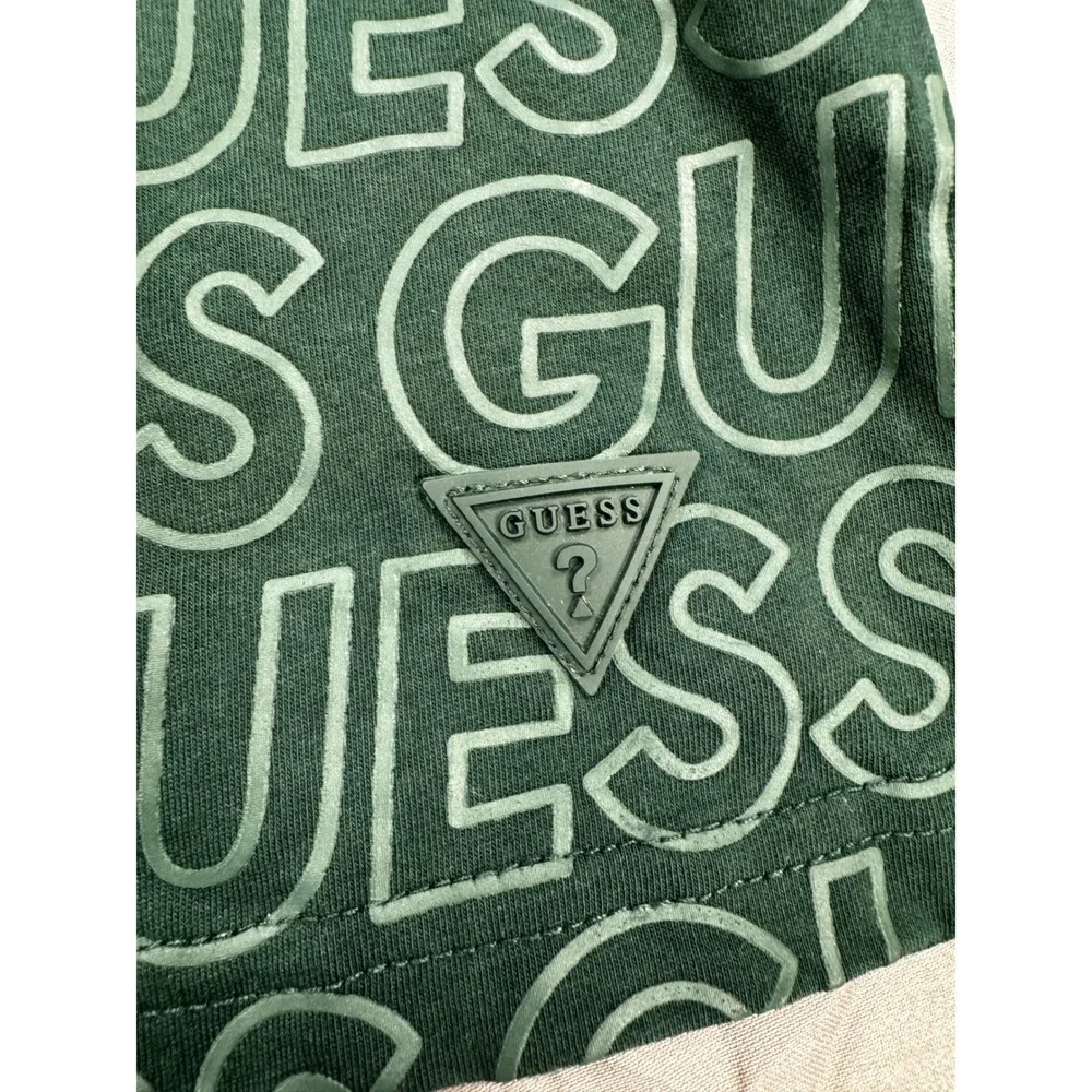 Guess Los Angeles Mens Logo Print T-Shirt Green White Short Sleeve Size L - Picture 5 of 7